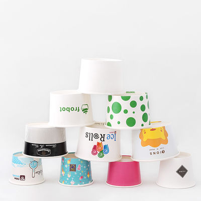 Joghurt 120 ml Eiscreme Papier Schüssel Joghurt Schüsseln Custom Logo Doppel PE Beschichtet