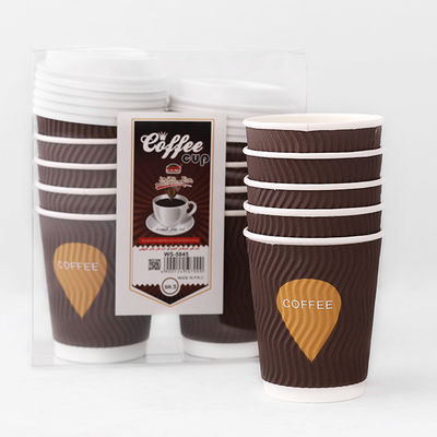 8oz Kraft Ripple Papier Tassen 92mm PE beschichtet heiße Kaffeepapier Tasse
