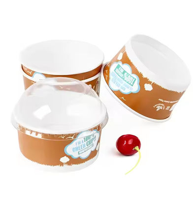 600 ml Mikrowelle Einwegschüsseln Karton Personalisiertes Logo Weißpapier Eisbecher