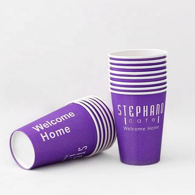 Purpurfarbene Plastik-freie Einfachwand Papier Tasse 24oz 675ml benutzerdefinierte Papier Kaffeetassen 90mm