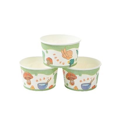 Nahrungsmittel für den Einsatz Papier Nahrungsmittelschalen 600 ml Suppenbox Behälter Portable Salat Schüssel PLA beschichtet