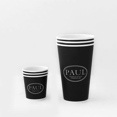 Schwarze 540 ml Einzeilige Wandpapier Tasse 16oz PE beschichtet Einweg-Druck-Papier Tassen