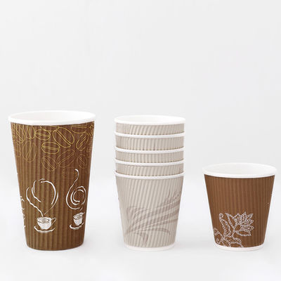 Einweg-Kraft-Ripple-Tasse 12 oz 430 ml Kaltgetränke Einweg-Tasse Wasserdicht