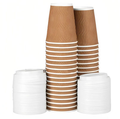 Biologisch abbaubare Kraftpapier-Bäckbecher 250 ml PE-beschichtete Ripple-Papierbecher Kraft
