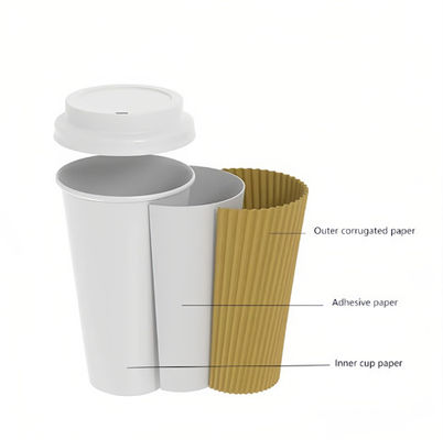 Einweg-Kraft-Ripple-Mini-Becher 315 ml biologisch abbaubare Warmgetränke-Becher